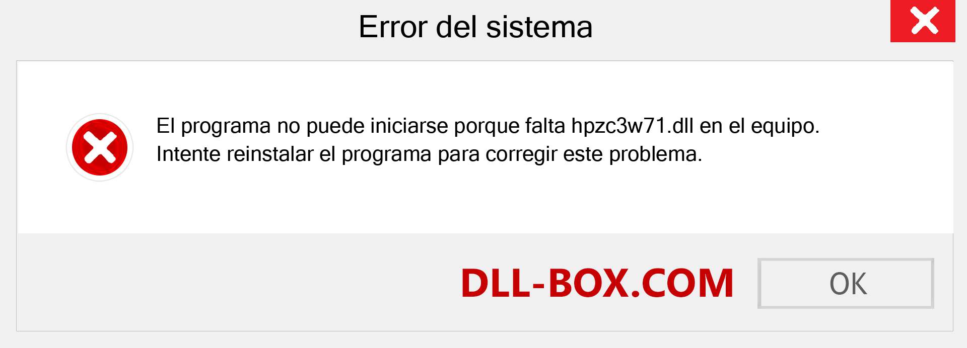 ¿Falta el archivo hpzc3w71.dll ?. Descargar para Windows 7, 8, 10 - Corregir hpzc3w71 dll Missing Error en Windows, fotos, imágenes